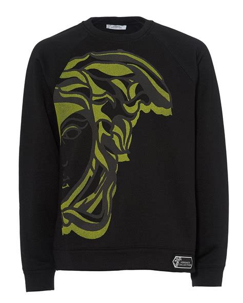 versace collection sweatshirt with suade logo|Versace sweatshirt cheap.